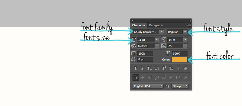 formating the text - font family, font style, fonts size, font color