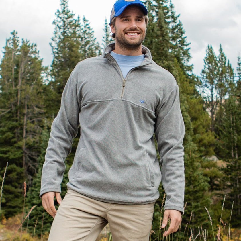 gray fleece pullover