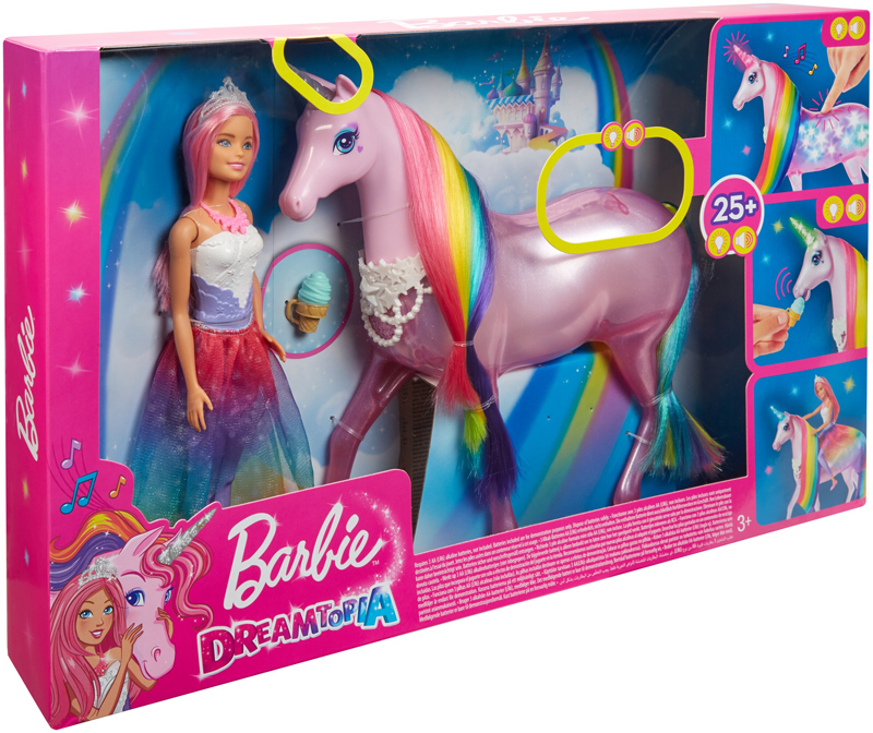 barbie dreamtopia magic touch unicorn and doll