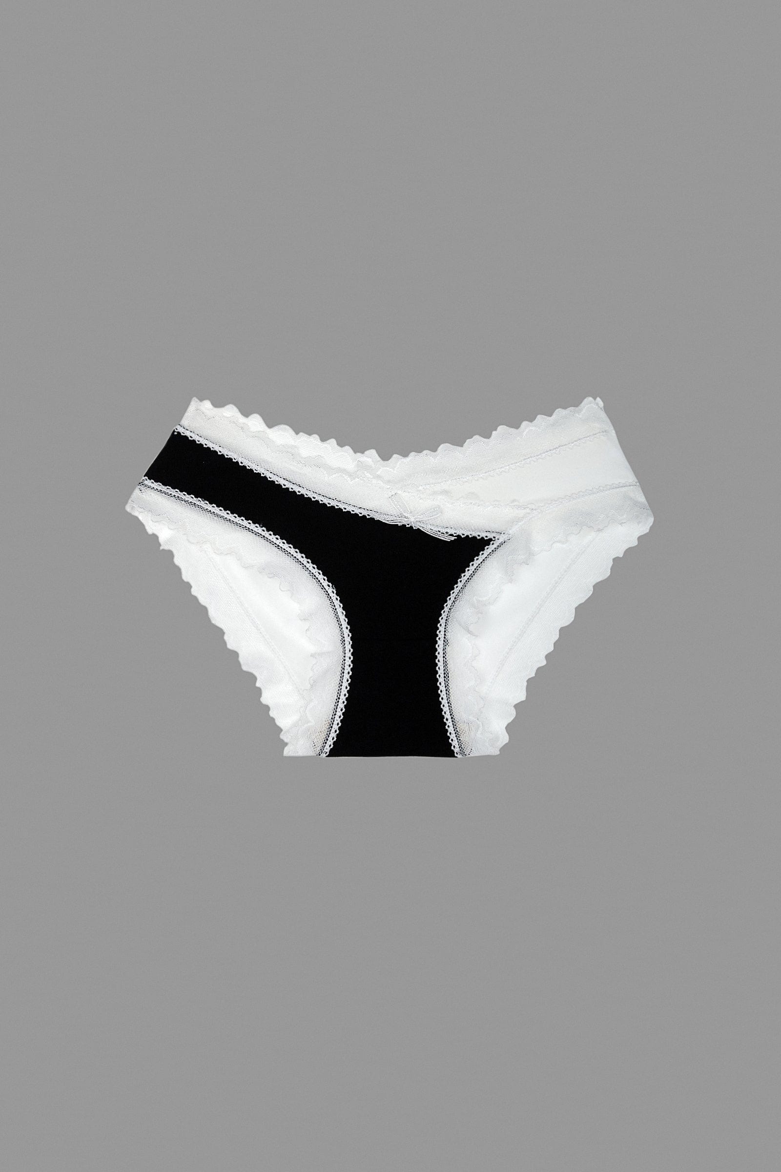 

White Color Block Lace Trim Low Rise Brief