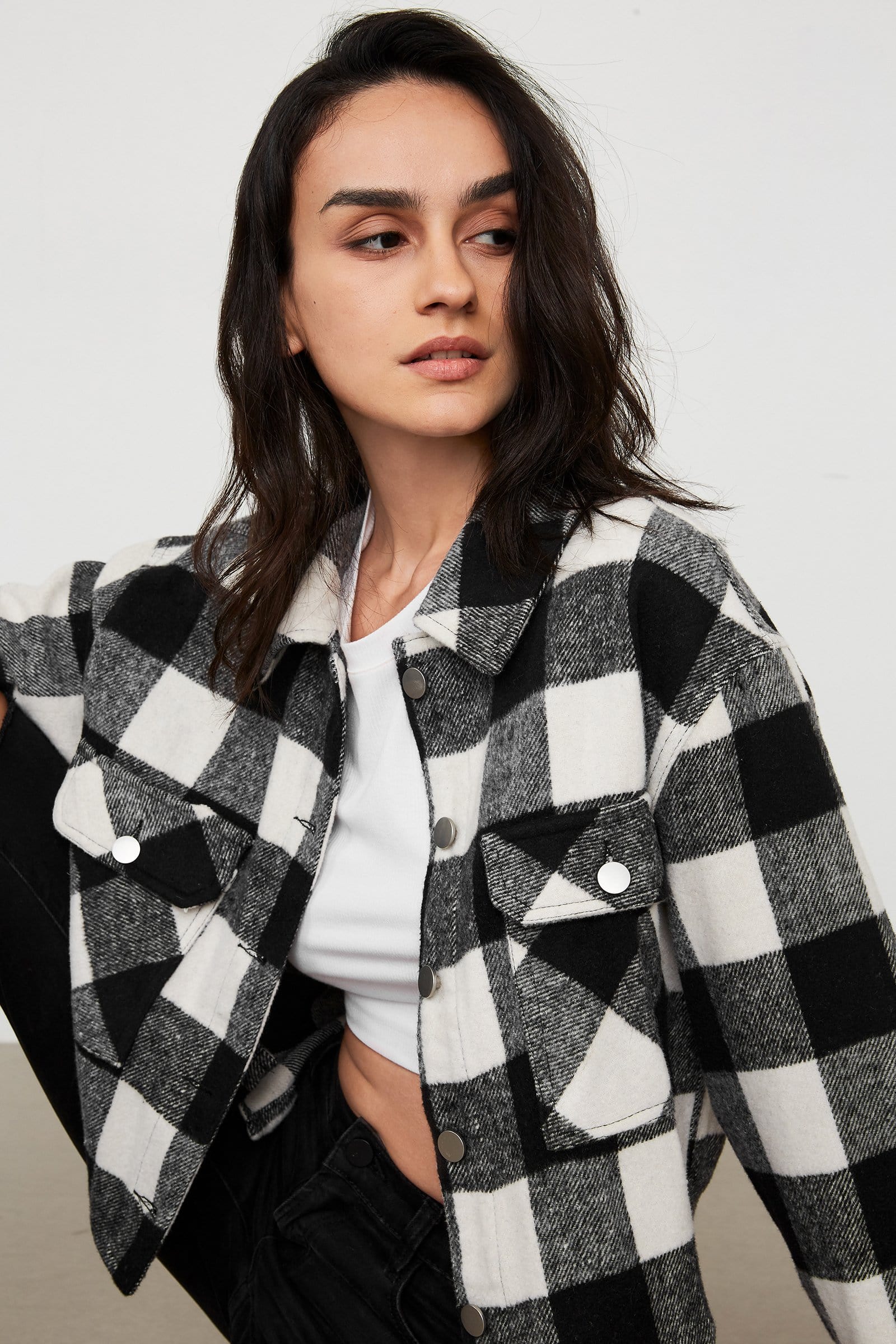 

Mitsue Black Plaid Coat