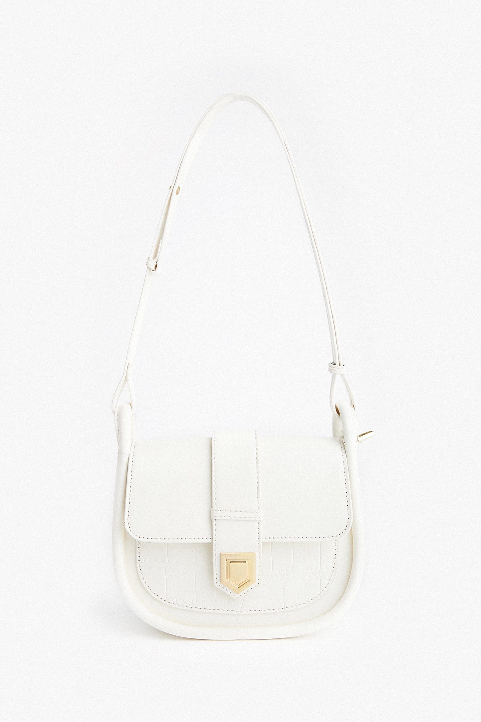 

White Croc-Embossed Detail Crossbody Bag