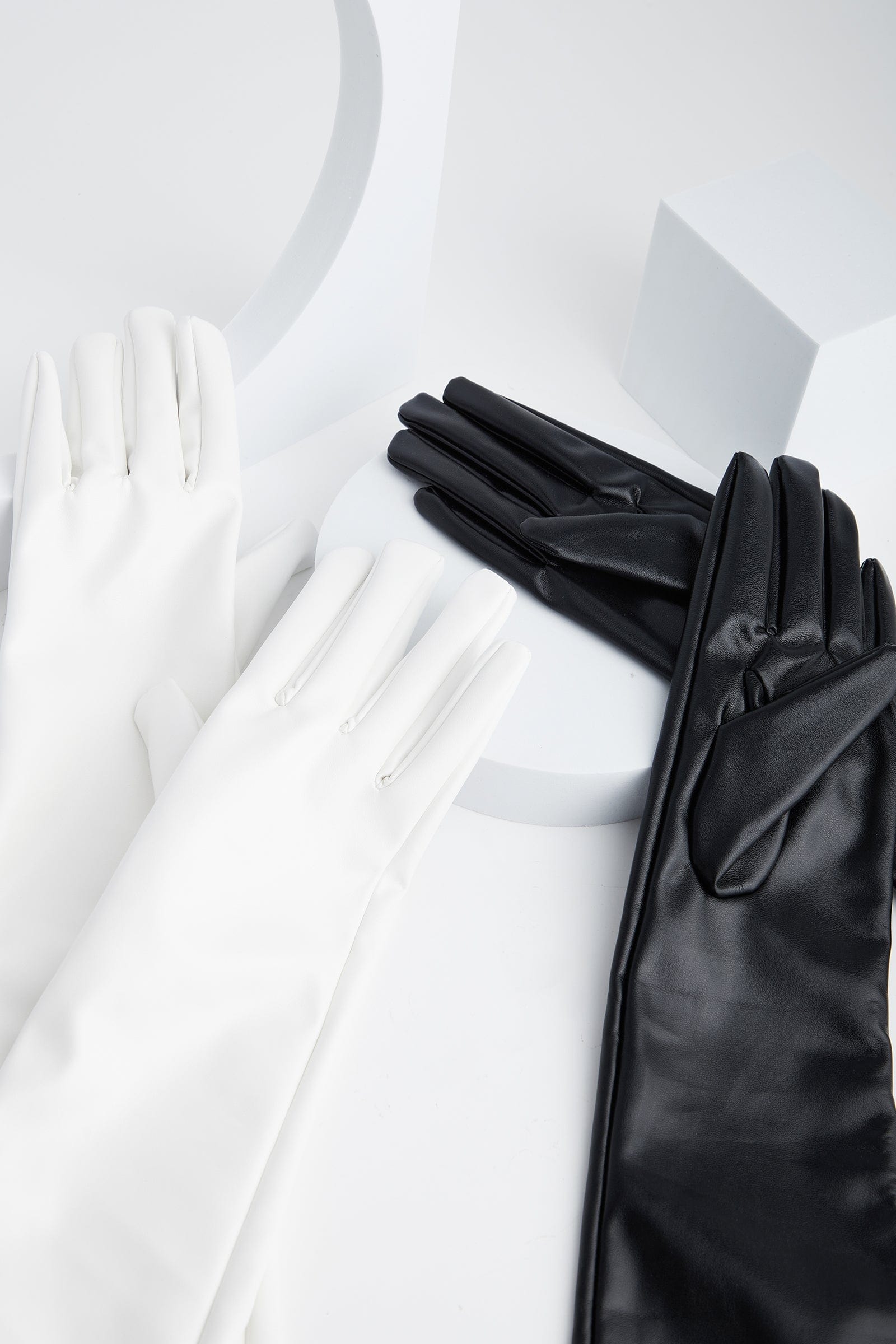 

White Vegan Leather Long Gloves