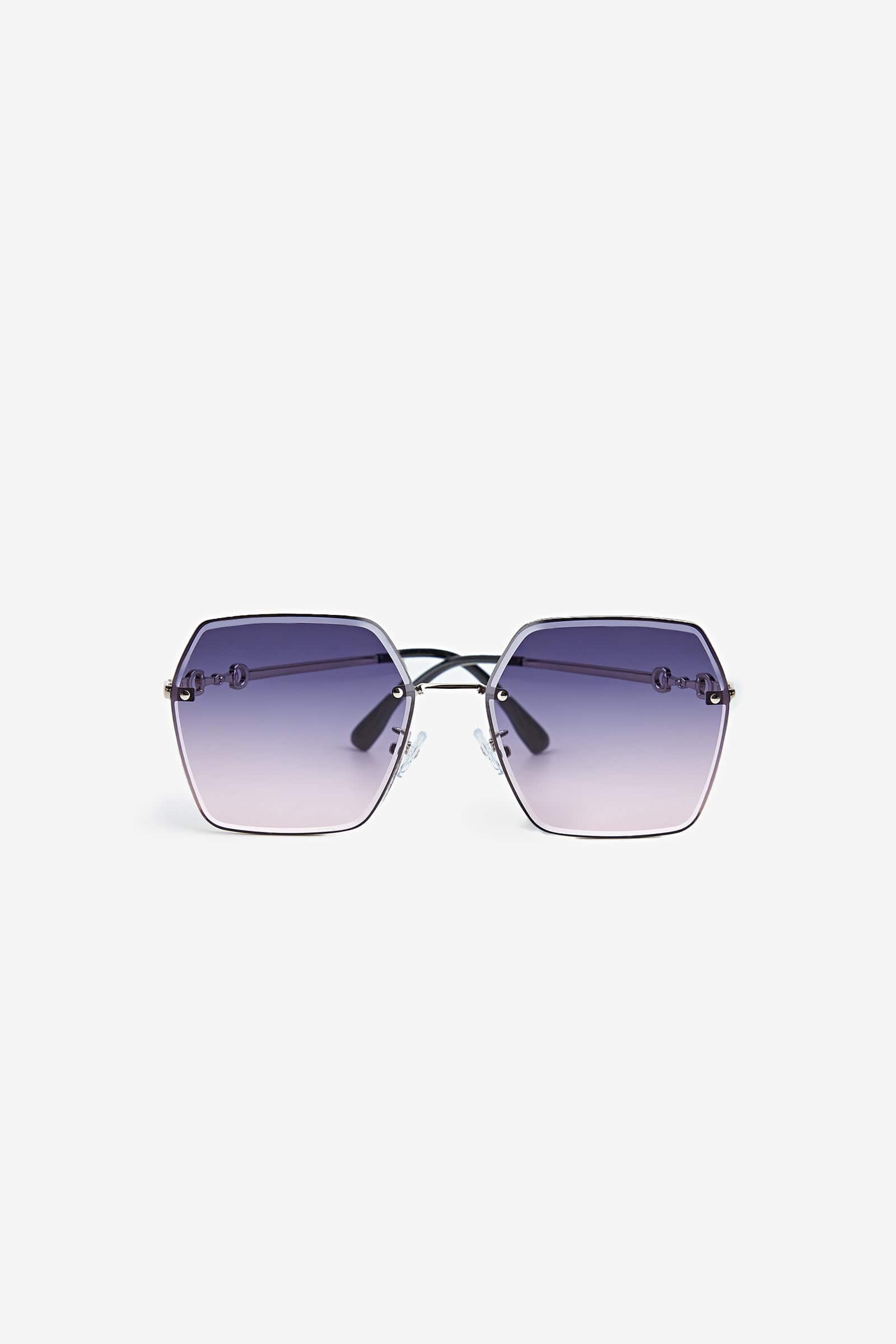 

Gradient Purple Lens Horsebit Detail Rimless Square Sunglasses