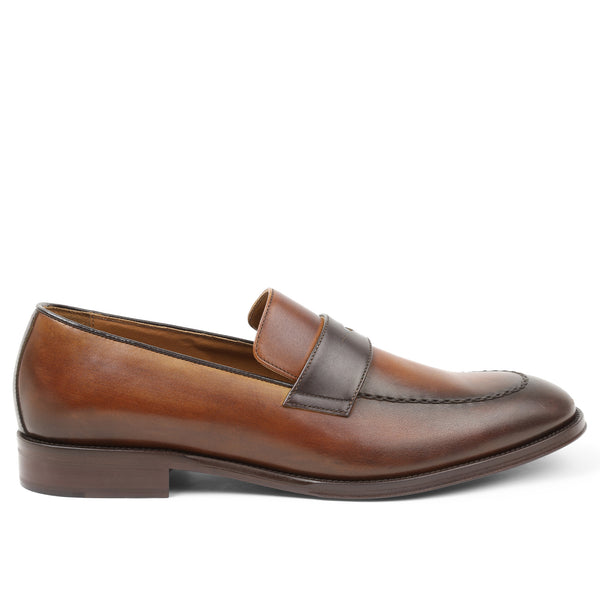Arezzo Two-Tone Penny Loafer - Cognac/Dark Brown