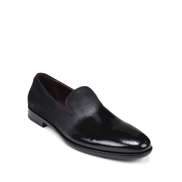 Picasso Suede & Patent Leather Slip-On - Black