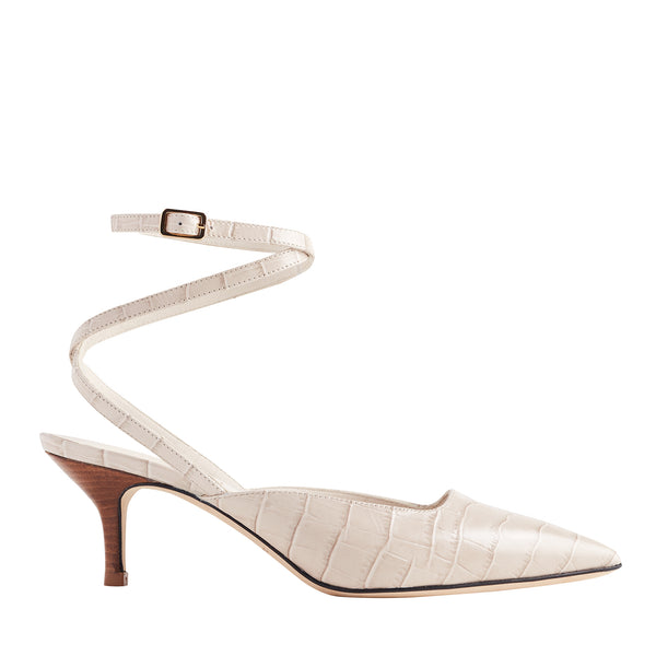 Keaton Croc-Embossed Leather Heel 