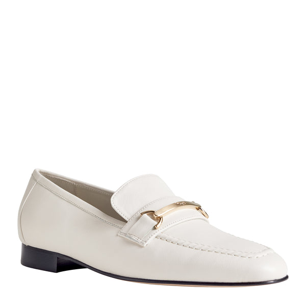 Marco Women's Leather Flat Bit Loafer - Eggshell