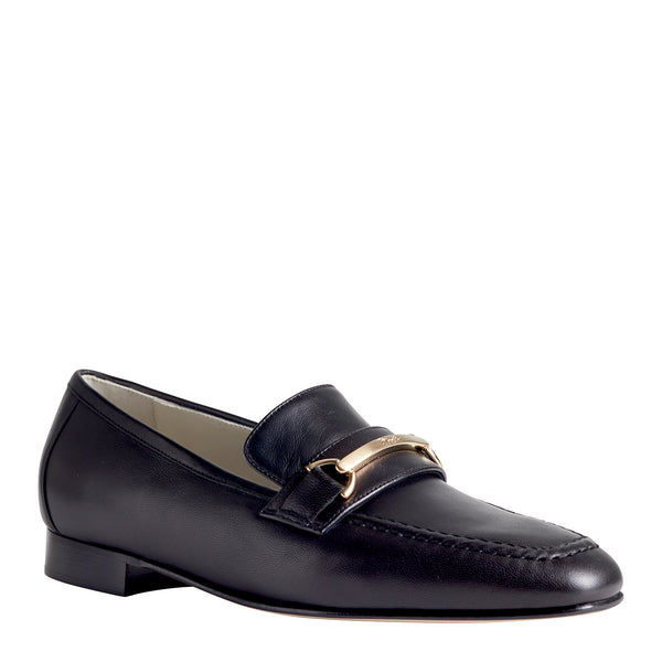 Marco Women's Leather Flat Bit Loafer - Black