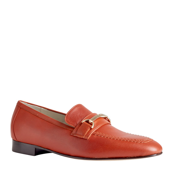 Marco Women's Leather Flat Bit Loafer - Rust