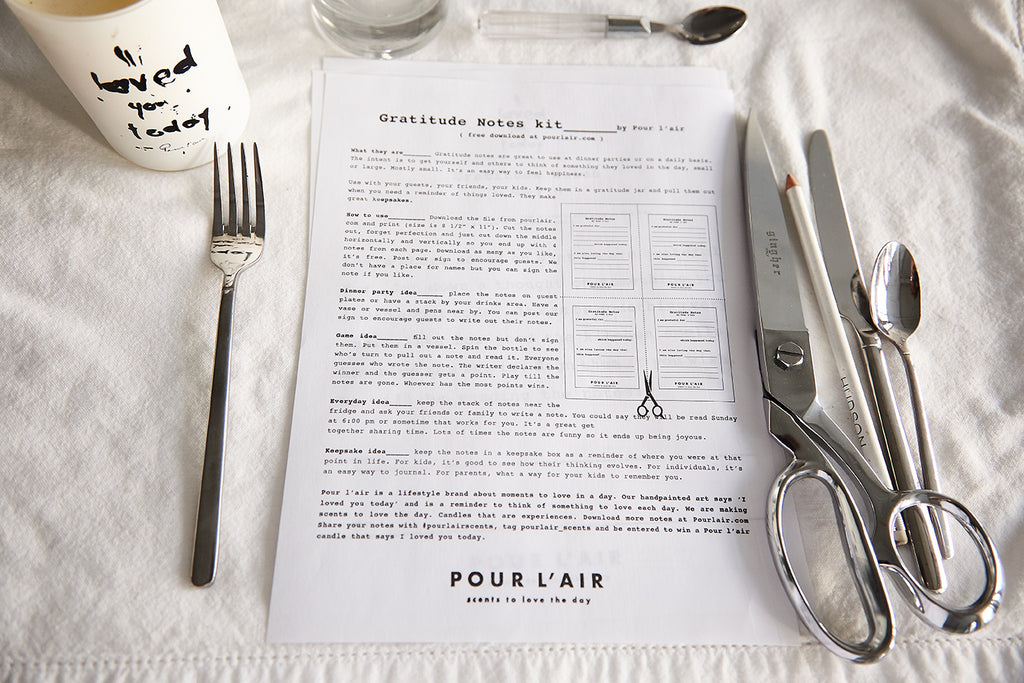 Gratitude Notes Kit comes with ideas on hosting dinner parties.