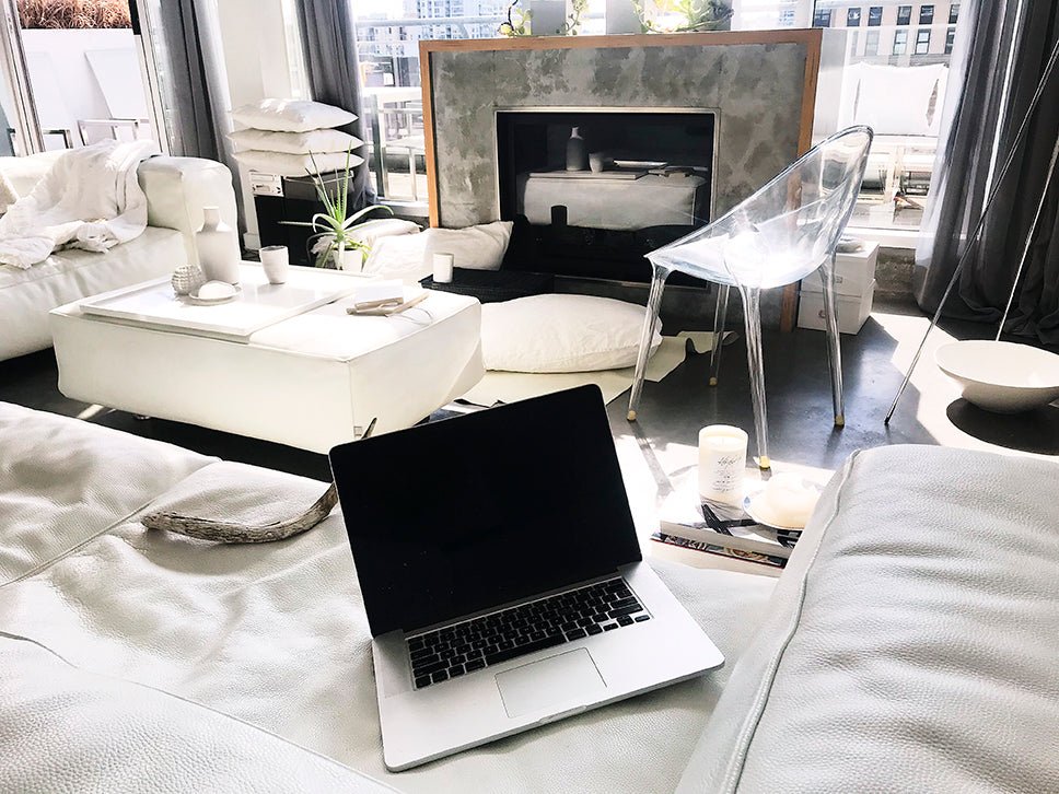How to Work From Home . A white loft mess.