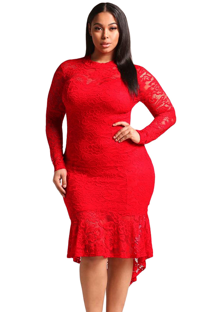 red mermaid dress plus size