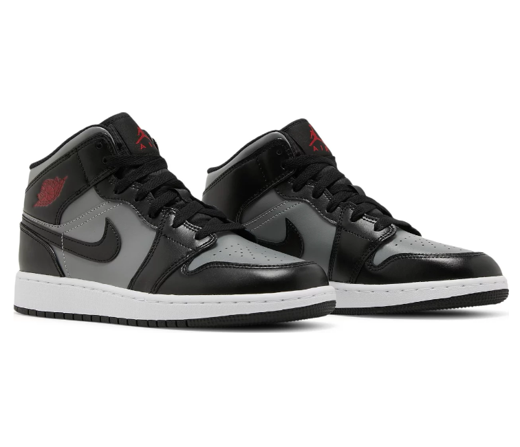 GS Nike Air Jordan 1 Mid (Black/Particle Grey) at ShoeGrab