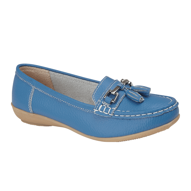 blue leather loafers womens