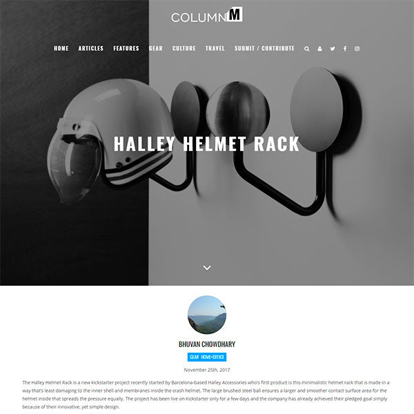 columnm halley accessories helmet rack