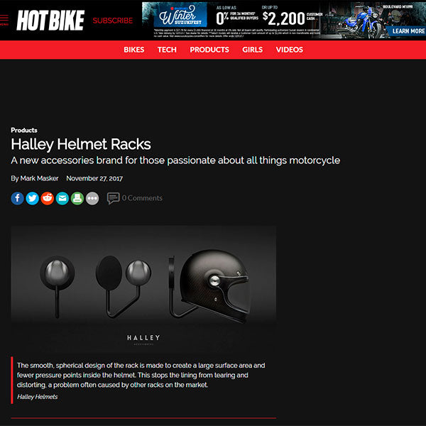 hotbike halley accessories helmet racks