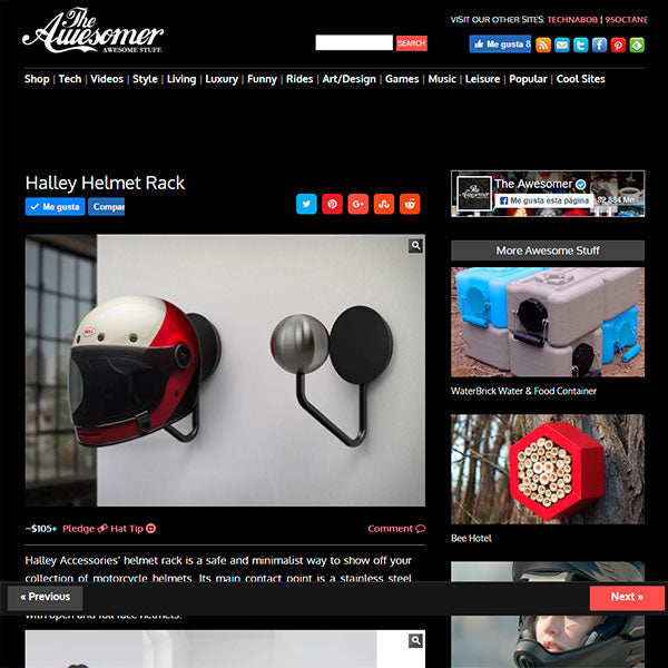 theawesomer halley accessories helmet rack