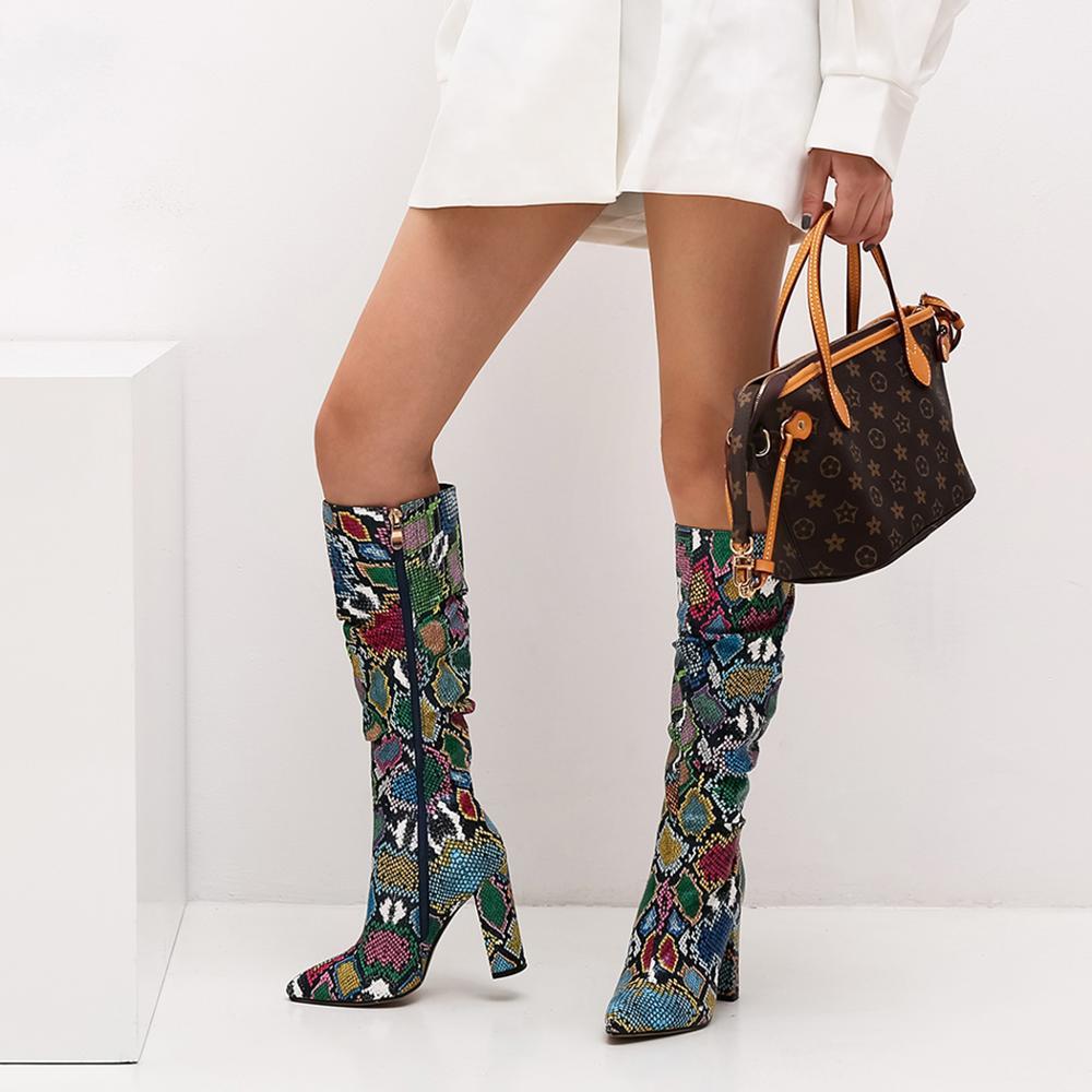 multicolor snake print boots