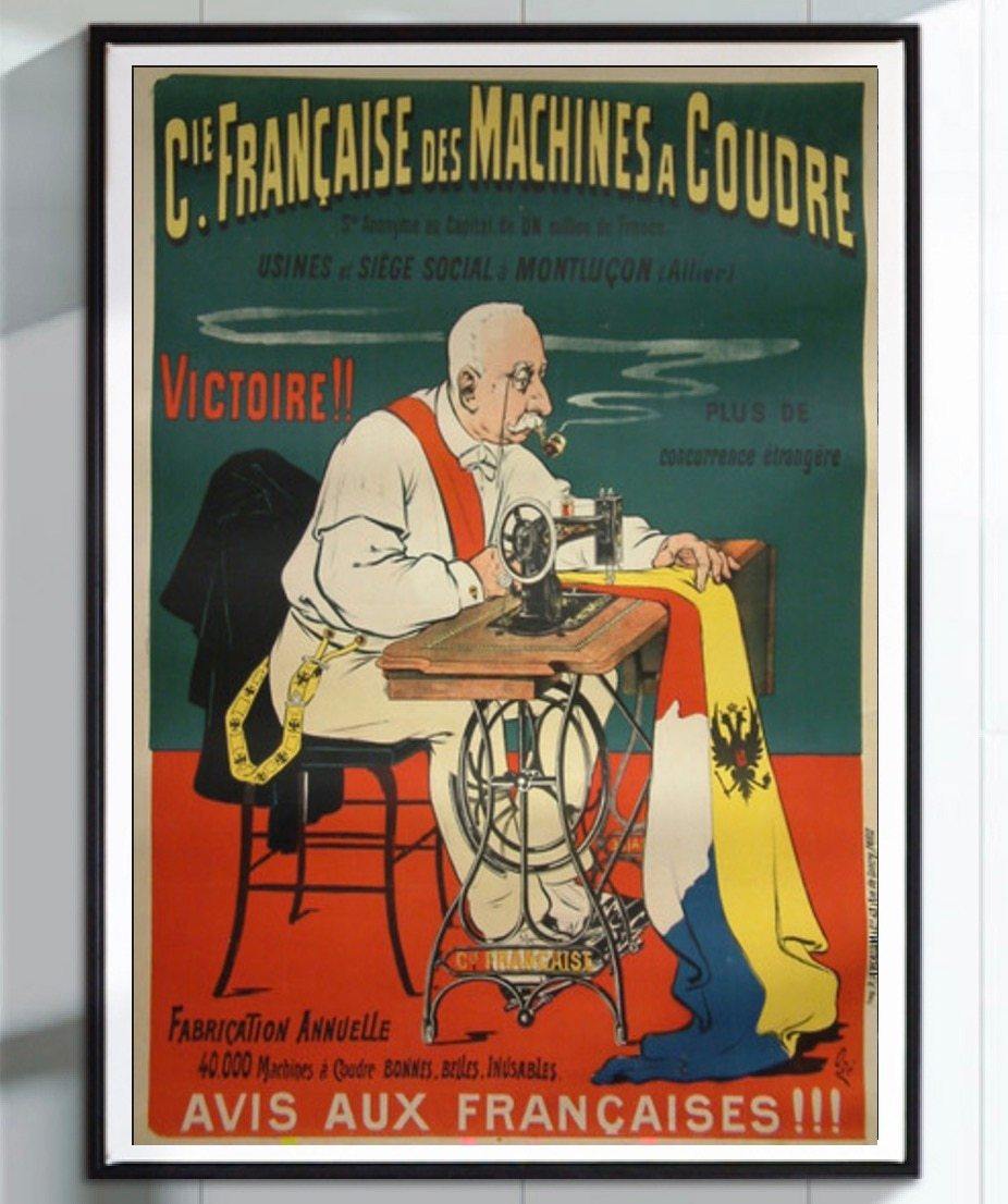 Vintage French Sewing Machine Wall Art Print Gallery Wallrus Free Worldwide Shipping