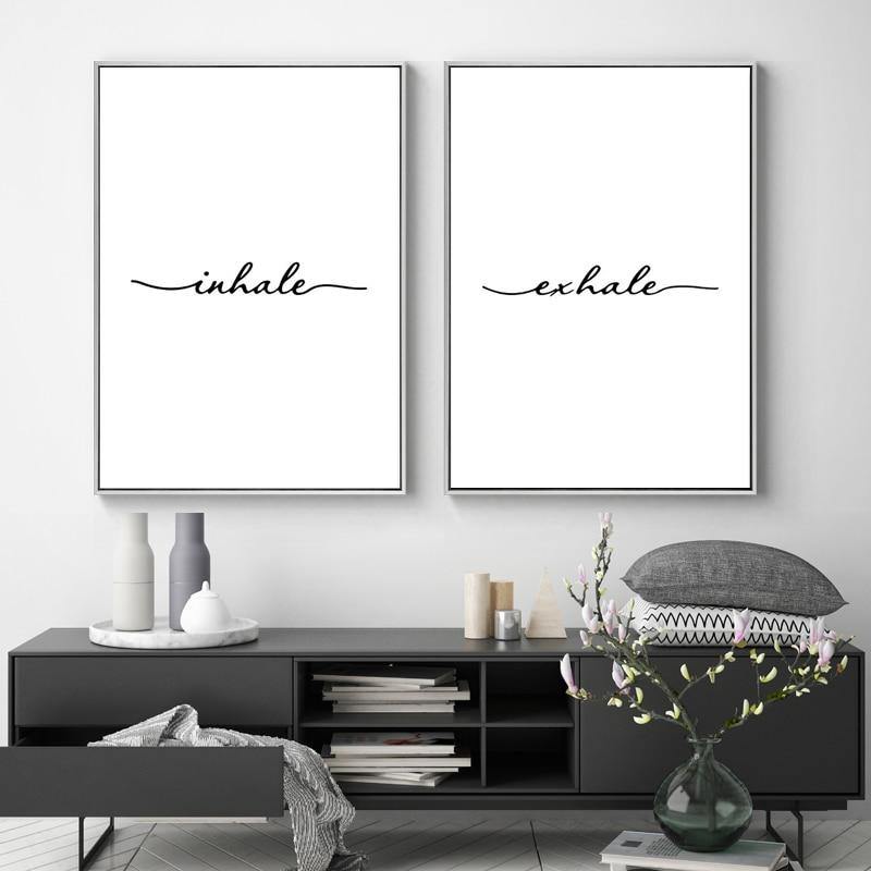 Inhale Exhale Yoga Line Drawings Wall Art Print Set Gallery Wallrus Free Worldwide Shipping