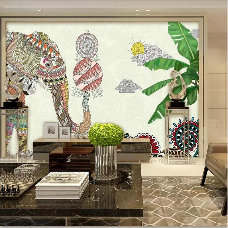 Thai Colorful Elephant Southeast Asian Wall Mural Gallery Wallrus Free Worldwide Shipping