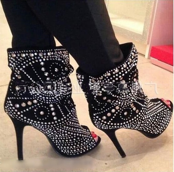 studded peep toe booties