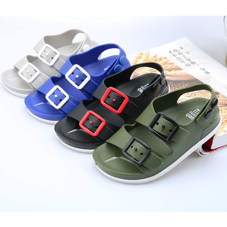 double buckle sandals rubber