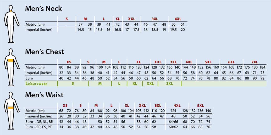 mens sizing guide