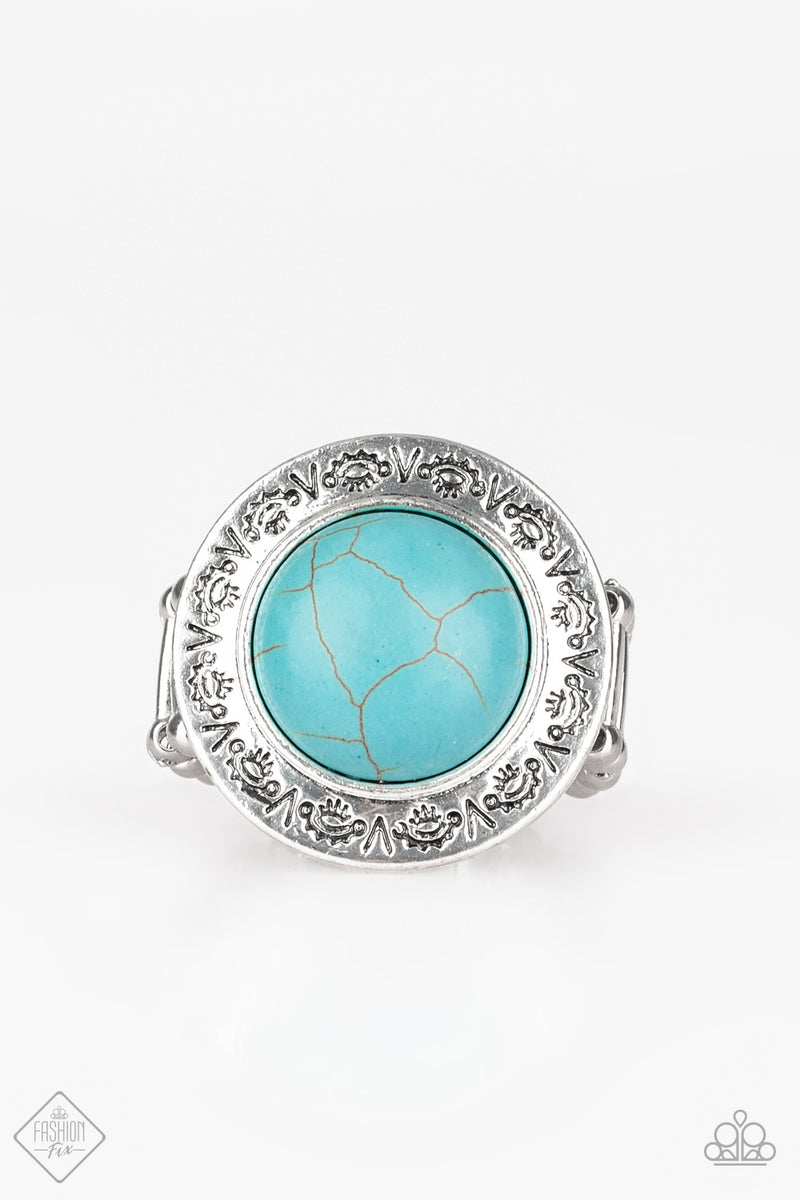 Paparazzi Geo Glyphs - Blue Turquoise - Ring - Fashion Fix / Trend Ble