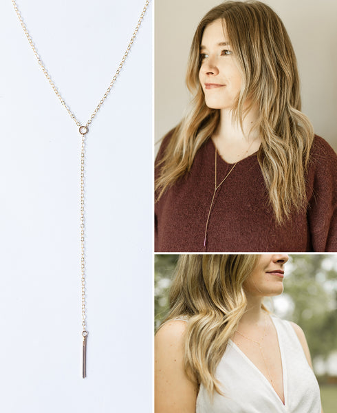 long gold dainty necklace