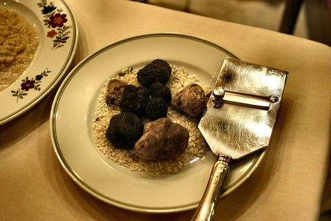 Dark-brown truffle and white truffle will served with certain foods