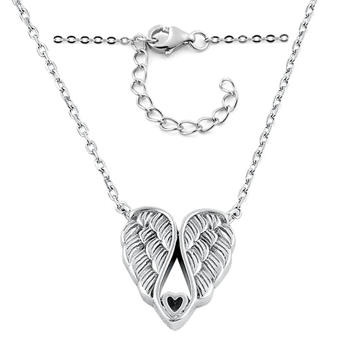 Silver Necklace Dream Angel Wings of Love Heart Necklace Female Birthday gift C&