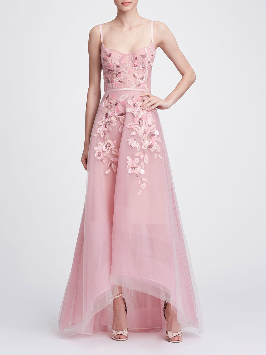 scarlett sleeveless high low evening gown