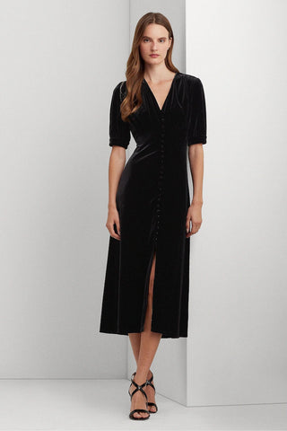 RALPH LAUREN - Black Velvet Vinyam Party Dress - Designer Dress hire