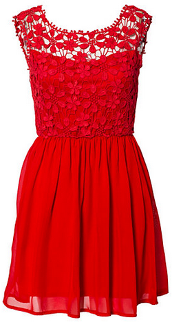 CLUB L Crochet Babydoll Dress Red