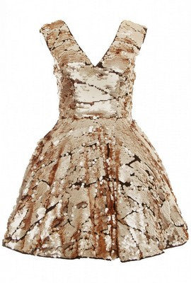 OPULENCE ENGLAND - Gold Sequin Prom Dress