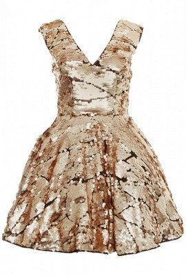 OPULENCE ENGLAND Gold Sequin Prom Dress