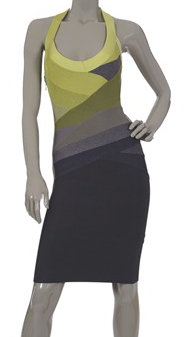 HERVE LEGER - Green and Grey Dress