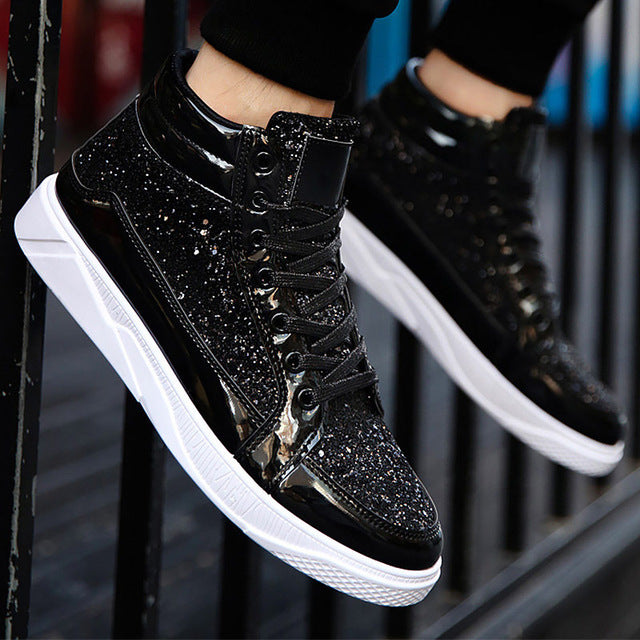Men sneakers large sequined cloth bling 