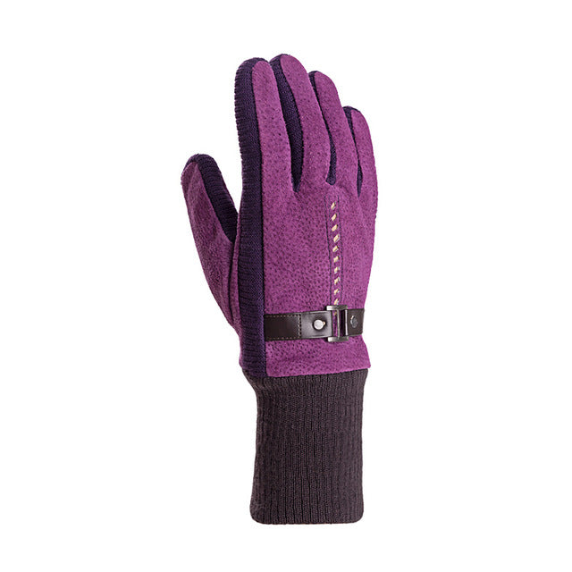 purple leather gloves womens