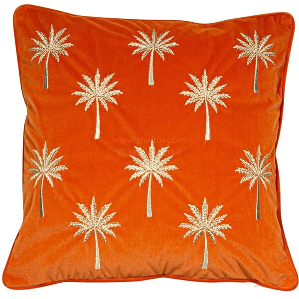 Velvet Palm Tree Cushion Various Colours 45x45cm