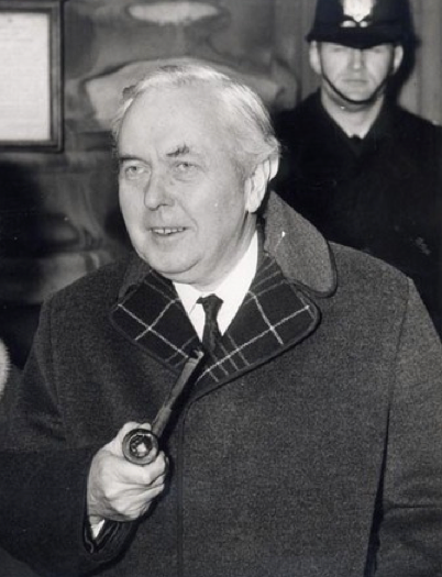 Harold Wilson in Gannex Coat hunted and stuffed