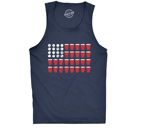 American Flag Beer Pong Tank Fourth of July