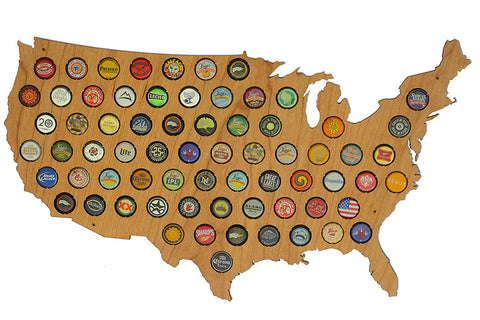 USA Beer Bottle Cap Map United States