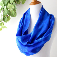 cobalt blue silk infinity scarf