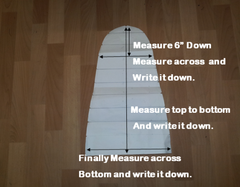 Jimmy / Ironing Board back rest measurement diagram.