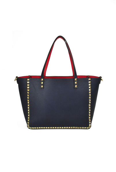 INZI Reversible Studded Navy/Red Classy Bag Lady