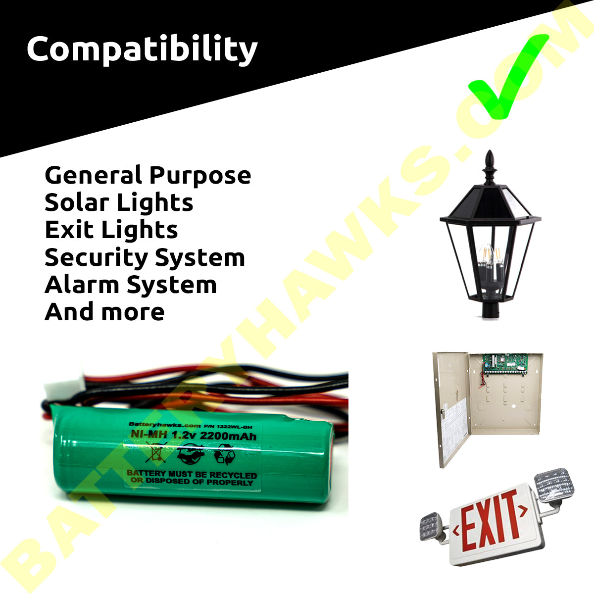 rechargeable battery for emergency light