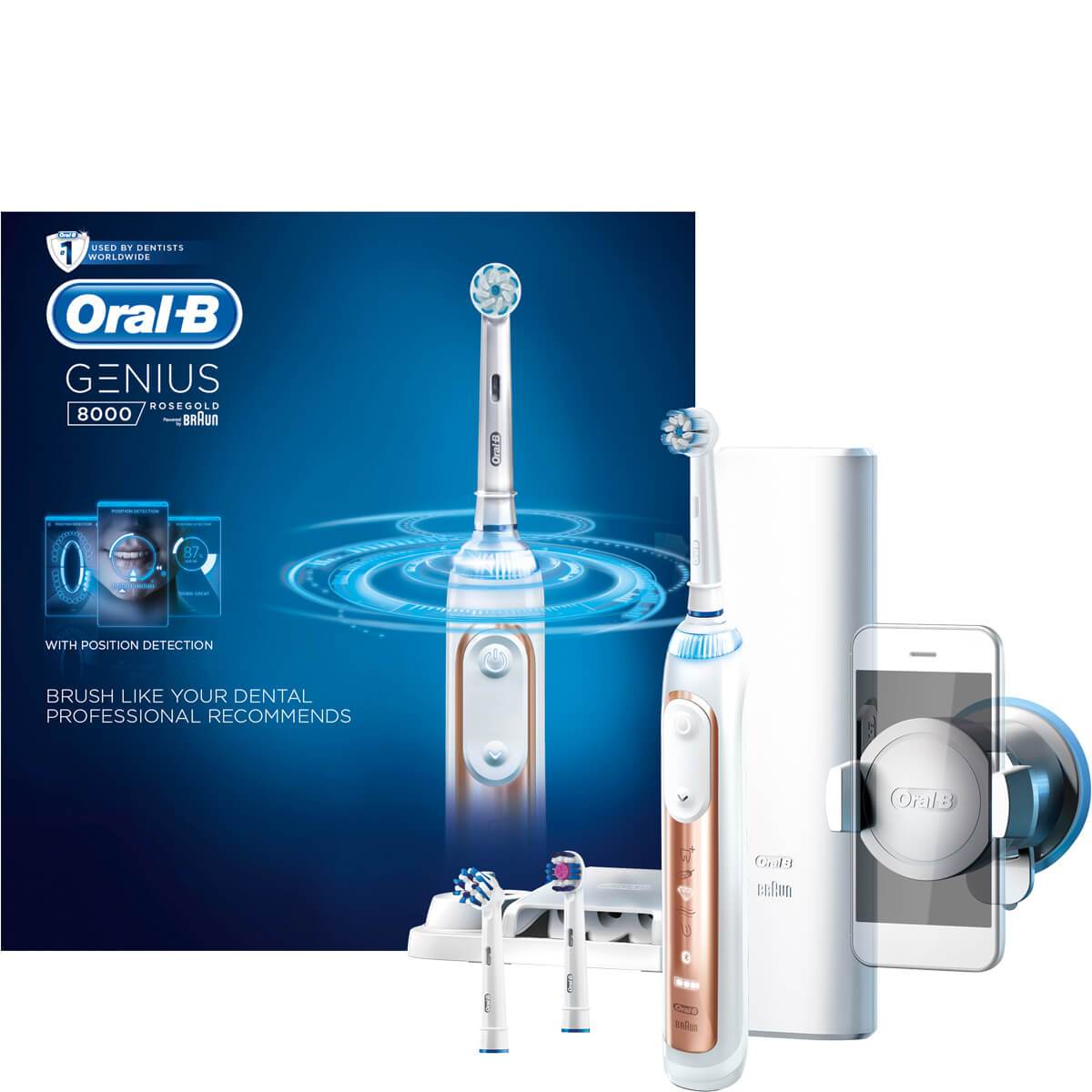 zonnebloem Berucht Vuiligheid Oral-B Genius 8000 Sensitive Rose Gold Electric Toothbrush CurrentBody US